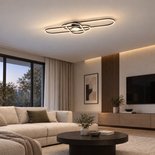 BRILAGI - LED плафон с димер APOLLO LED/58W/230V 43,2x101,2 см черен + дистанционно управление