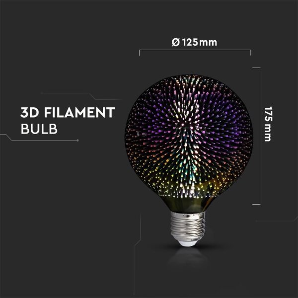 LED 3D Декоративна крушка FILAMENT G125 E27/4W/230V 3000K