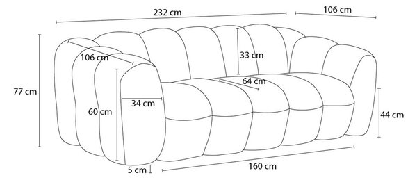 Бял диван от прежда с примки от букле 232 cm Hippolyte – Bobochic Paris