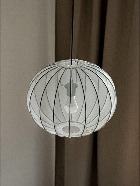 Бяло висящо осветително тяло с текстилен абажур ø 52 cm Mellow – Candellux Lighting