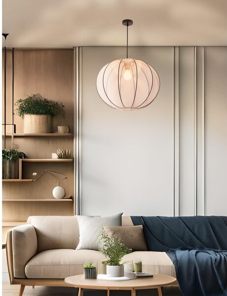 Бяло висящо осветително тяло с текстилен абажур ø 52 cm Mellow – Candellux Lighting