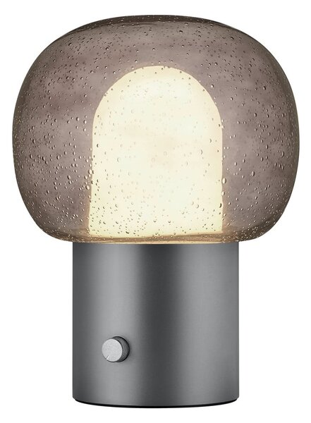 Антрацитна алуминиева LED настолна лампа със стъклен абажур (височина 32 cm) Iris – Blomus