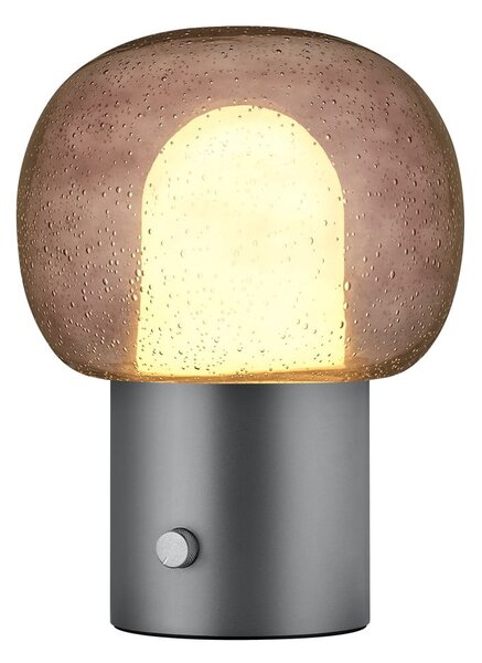 Антрацитна алуминиева LED настолна лампа със стъклен абажур (височина 32 cm) Iris – Blomus