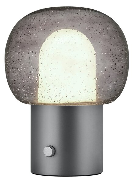 Антрацитна алуминиева LED настолна лампа със стъклен абажур (височина 32 cm) Iris – Blomus