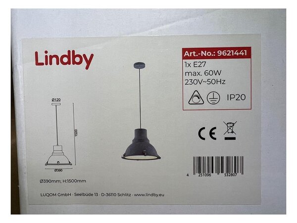 Lindby - Пендел PERCIVAL 1xE27/60W/230V