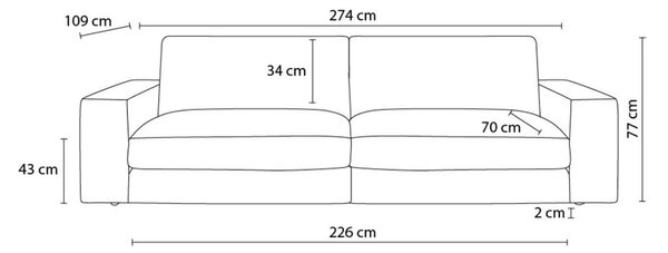 Тъмносин диван от рипсено кадифе 274 cm Leonard – Bobochic Paris