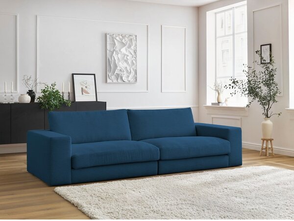 Тъмносин диван от рипсено кадифе 274 cm Leonard – Bobochic Paris