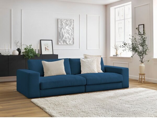 Тъмносин диван от рипсено кадифе 274 cm Leonard – Bobochic Paris
