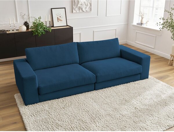 Тъмносин диван от рипсено кадифе 274 cm Leonard – Bobochic Paris