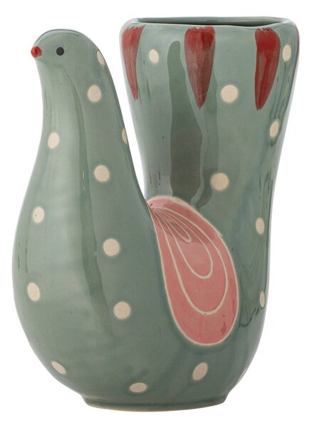 Зелена глинена ръчно рисувана ваза (височина 19 cm) Trudy – Bloomingville