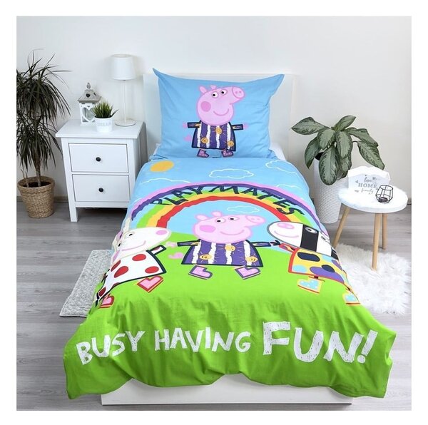 Единично памучно детско спално бельо със светещ ефект 140x200 cm Peppa Pig – Jerry Fabrics