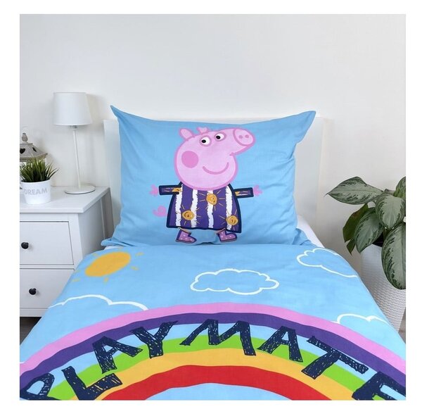 Единично памучно детско спално бельо със светещ ефект 140x200 cm Peppa Pig – Jerry Fabrics