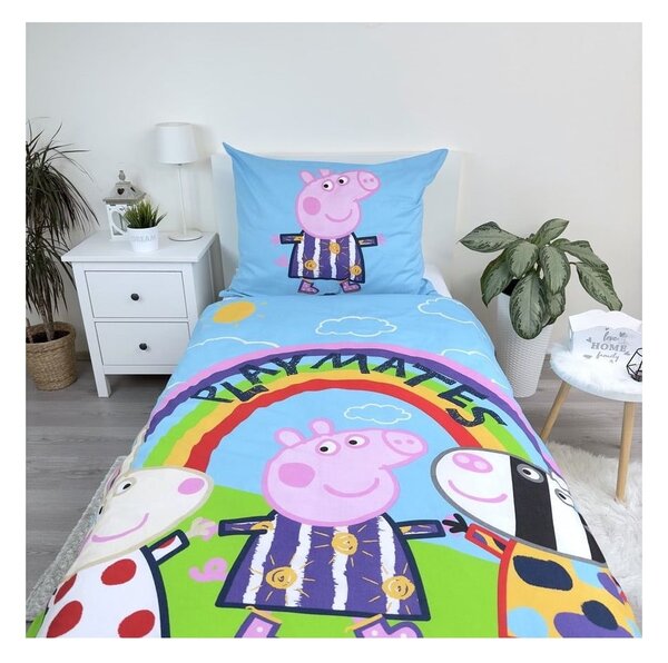 Единично памучно детско спално бельо със светещ ефект 140x200 cm Peppa Pig – Jerry Fabrics