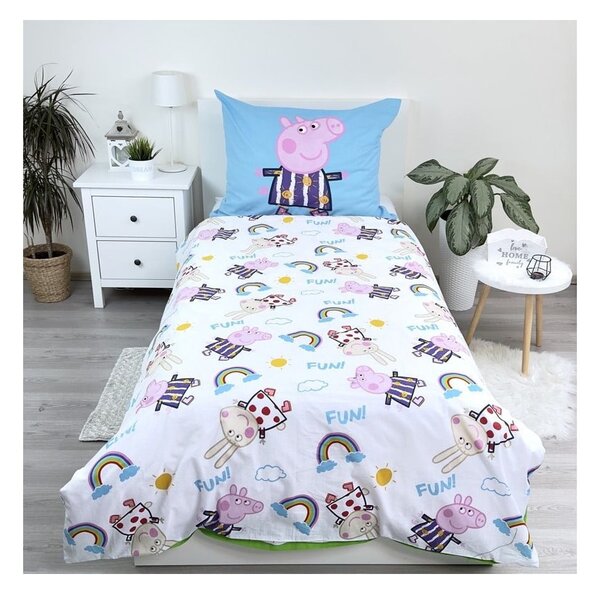 Единично памучно детско спално бельо със светещ ефект 140x200 cm Peppa Pig – Jerry Fabrics