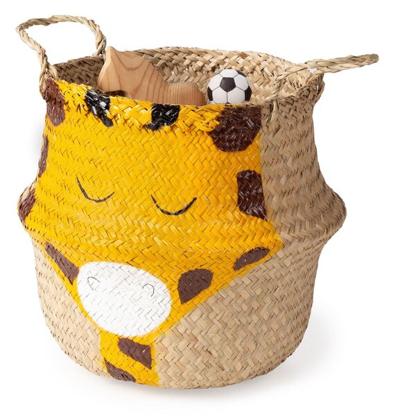 Жълта/естествена детска кошница за играчки от морска трева ø 30x28 cm Giraffe – Compactor