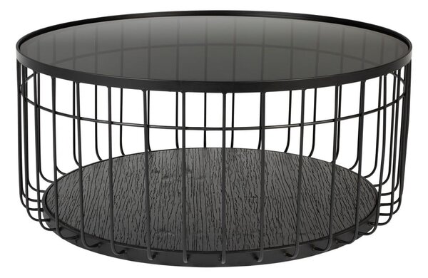 Черна кръгла масичка за кафе със стъклен плот 80x80 cm Lance – White Label