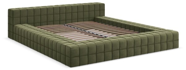 Зелено двойно тапицирано легло с включена подматрачна рамка 160x200 cm Akela – Makamii