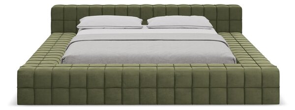 Зелено двойно тапицирано легло с включена подматрачна рамка 160x200 cm Akela – Makamii