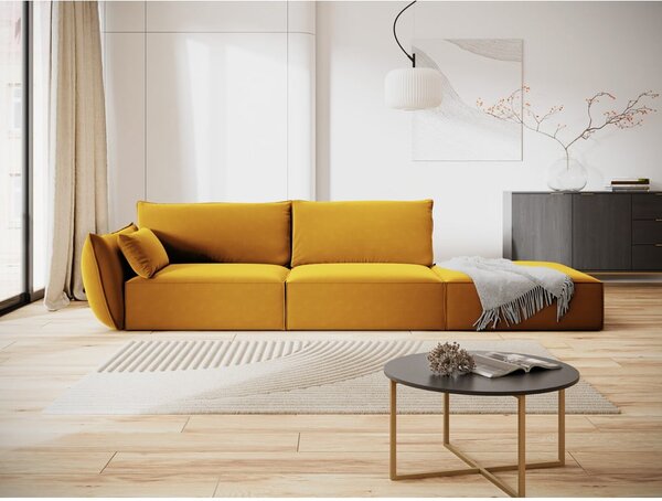 Кадифен диван в цвят горчица ляв ъгъл 264 cm Vanda – Mazzini Sofas