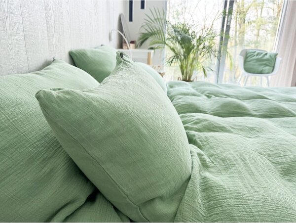 Зелено единично муселиново спално бельо 135x200 cm Plain Muslin – Butter Kings