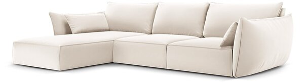 Бежов кадифен ъглов диван (ляв ъгъл) Vanda – Mazzini Sofas