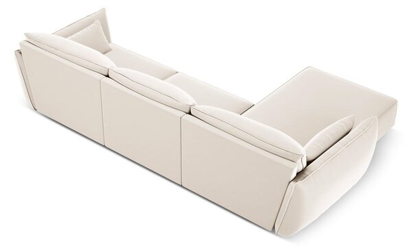 Бежов кадифен ъглов диван (ляв ъгъл) Vanda – Mazzini Sofas