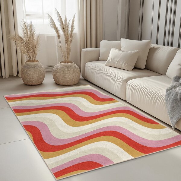 Жълто-розова пътека подходяща за пране 80x200 cm Creamy Raspberry Swirl – Mila Home