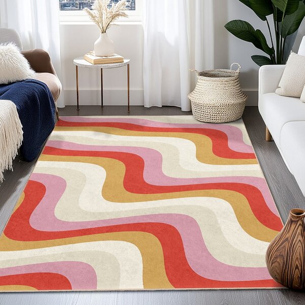 Жълто-розова пътека подходяща за пране 80x200 cm Creamy Raspberry Swirl – Mila Home
