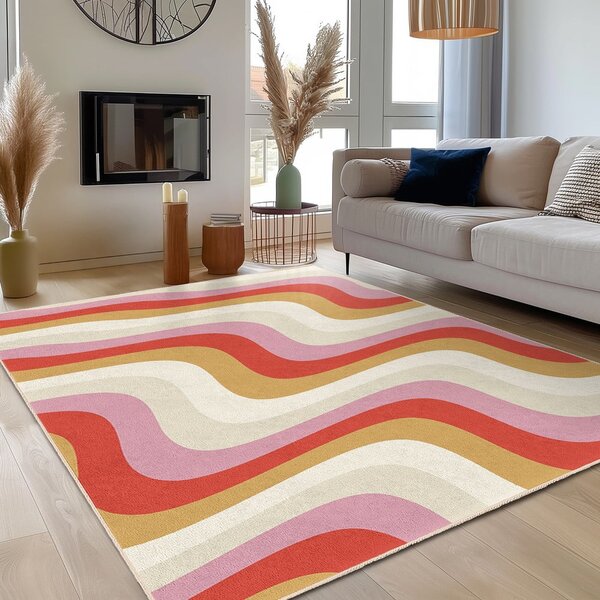 Жълто-розова пътека подходяща за пране 80x200 cm Creamy Raspberry Swirl – Mila Home