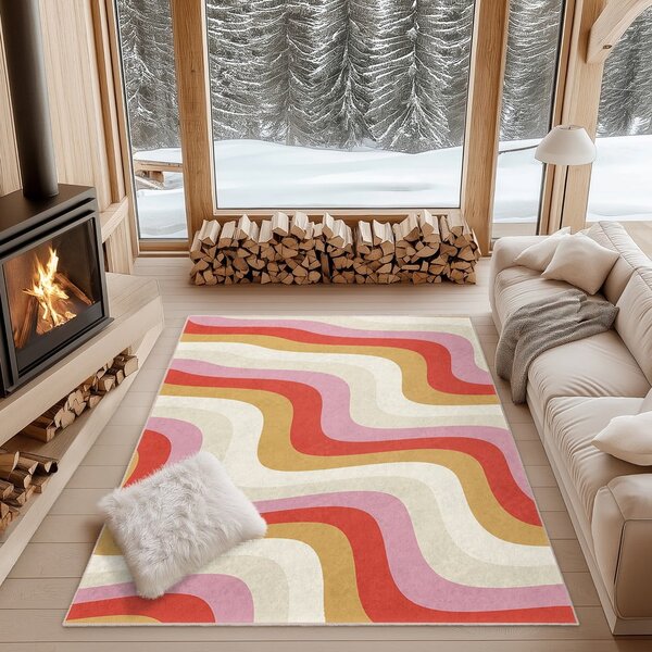 Жълто-розова пътека подходяща за пране 80x200 cm Creamy Raspberry Swirl – Mila Home