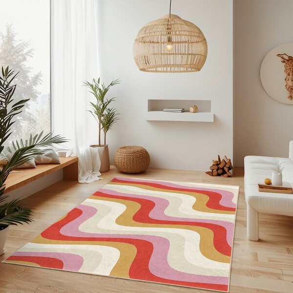 Жълто-розова пътека подходяща за пране 80x200 cm Creamy Raspberry Swirl – Mila Home