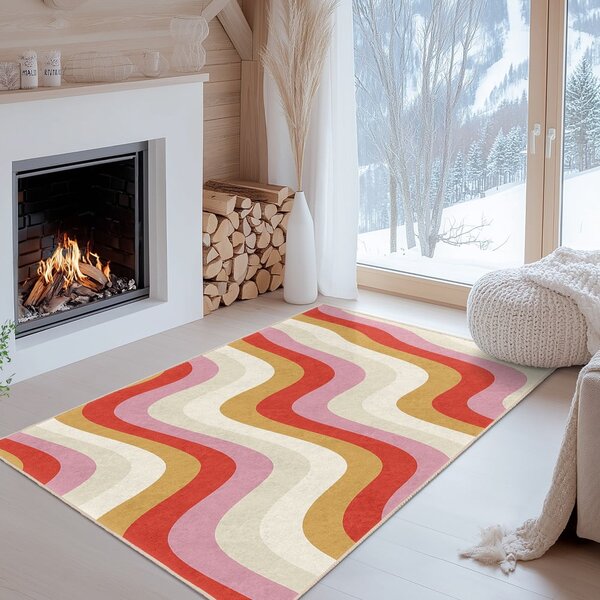 Жълто-розова пътека подходяща за пране 80x200 cm Creamy Raspberry Swirl – Mila Home