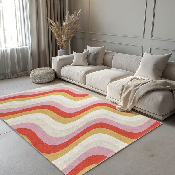 Жълто-розова пътека подходяща за пране 80x200 cm Creamy Raspberry Swirl – Mila Home