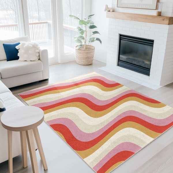 Жълто-розова пътека подходяща за пране 80x200 cm Creamy Raspberry Swirl – Mila Home