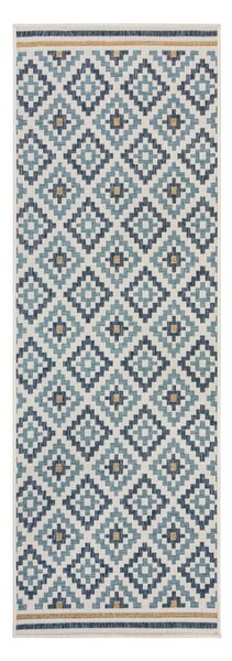 Жълто-син килим за открито и закрито 80x230 cm Zia Trellis – Flair Rugs