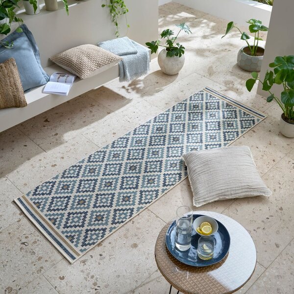 Жълто-син килим за открито и закрито 80x230 cm Zia Trellis – Flair Rugs