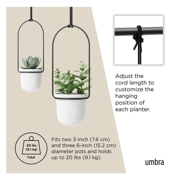 Пластмасови стенни/висящи кашпи в комплект от 5 бр. за билки ø 7,5 cm Triflora – Umbra