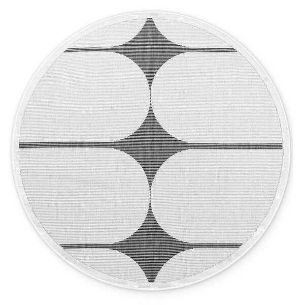 Черно-бял кръгъл килим за открито и закрито ø 160 cm Duet Bowen – NORTHRUGS