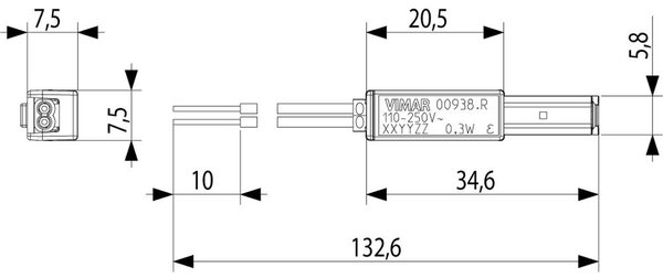 00938.R LED модул за сигнализация 110-250 V 50/60 Hz 0,3 W, за аксиални ключве VIMAR NEVE UP