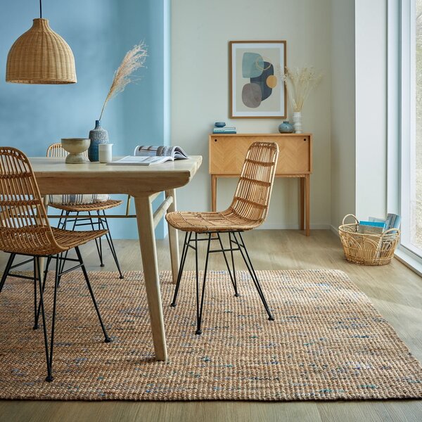Синьо-естествен ръчно изработен ютен килим 160x230 cm Jute Boucle Blue – Flair Rugs