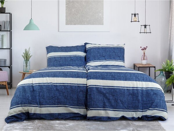 Синьо единично крепирано спално бельо 140x200 cm Blue Line – B.E.S