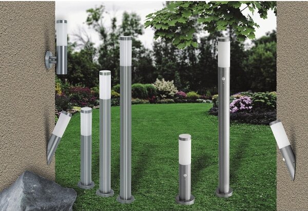 Rabalux 8267 - Екстериорна лампа със сензор INOX TORCH 1xE27/25W IP44