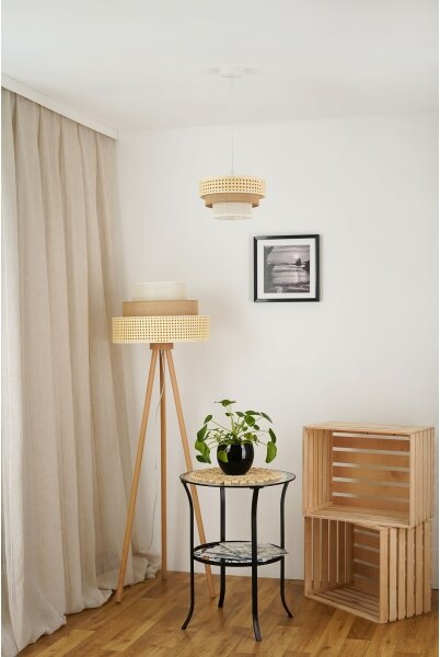 Brilagi - Плафон CEDAR LUNETA 1xE27/15W/230V пр. 25 ратан кафяв/крем