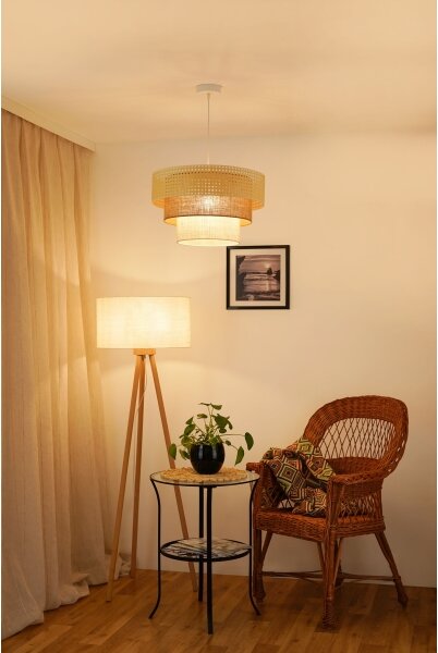 Brilagi - Висяща лампа CEDAR LUNETA 1xE27/15W/230V пр.45 ратан кафяв/крем