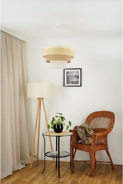 Brilagi - Висяща лампа CEDAR LUNETA 1xE27/15W/230V пр.45 ратан кафяв/крем