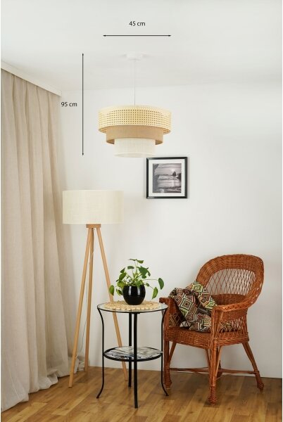 Brilagi - Висяща лампа CEDAR LUNETA 1xE27/15W/230V пр.45 ратан кафяв/крем