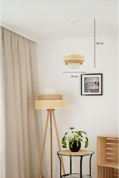 Brilagi - Плафон CEDAR LUNETA 1xE27/15W/230V пр. 25 ратан кафяв/крем