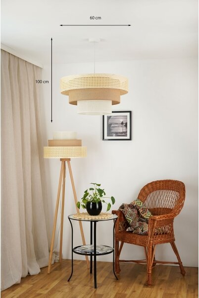 Brilagi - Плафон CEDAR LUNETA 1xE27/15W/230V пр. 60 ратан кафяв/крем