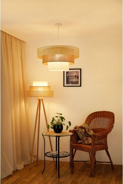 Brilagi - Плафон CEDAR LUNETA 1xE27/15W/230V пр. 60 ратан кафяв/крем