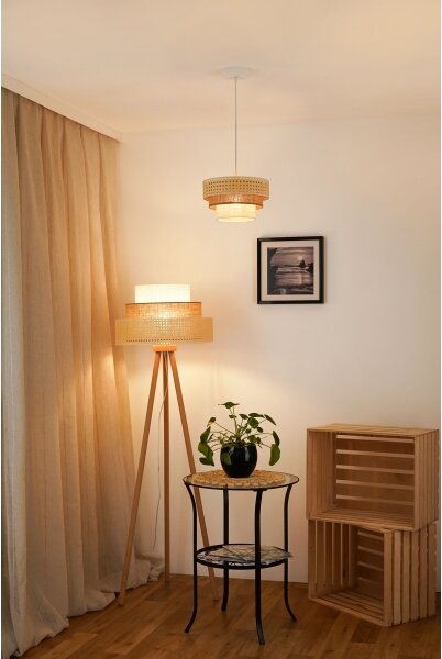 Brilagi - Плафон CEDAR LUNETA 1xE27/15W/230V пр. 25 ратан кафяв/крем